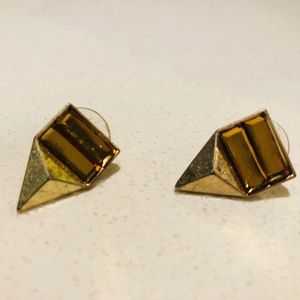 Gold Pyramid Post Earrings